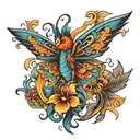 phoenix butterfly  tattoo design idea