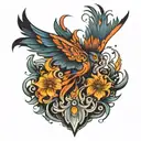 phoenix butterfly  tattoo design idea