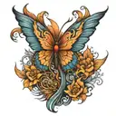 phoenix butterfly  tattoo design idea