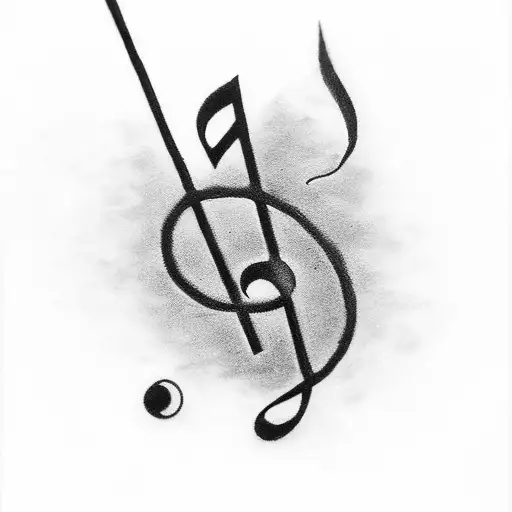 Nicotine molecule in the shape of a music note tattoo design idea