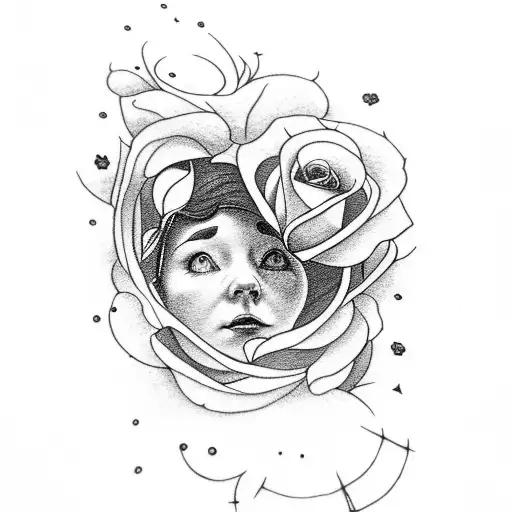 hobbit door with roses and big dipper tattoo design idea