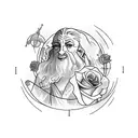 hobbit door with roses and big dipper tattoo design idea