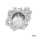 hobbit door with roses and big dipper tattoo design idea