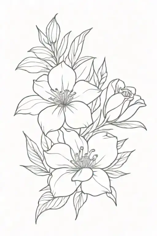 birth flower bouquet July august October December  tattoo design idea