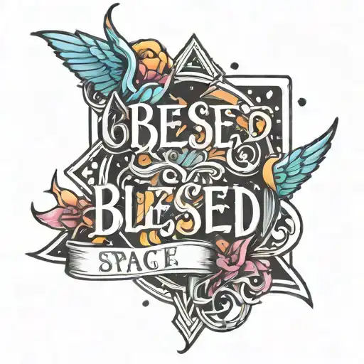 BLESSED SPACE FONT tattoo design idea