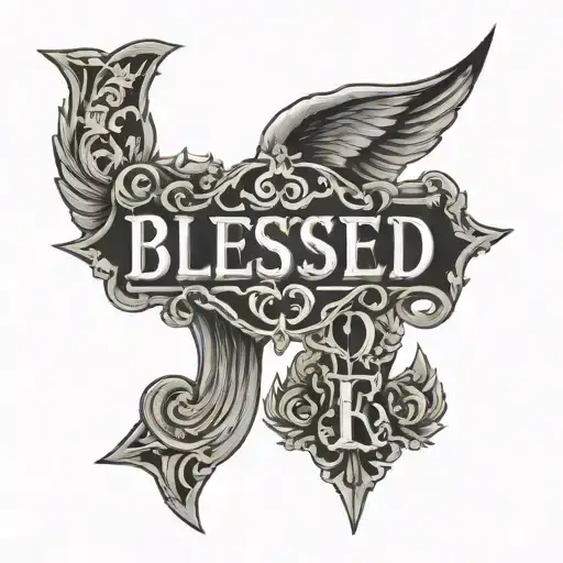 BLESSED FONT tattoo design idea