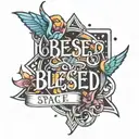 BLESSED SPACE FONT tattoo design idea