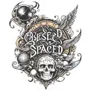 BLESSED SPACE FONT tattoo design idea