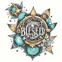BLESSED SPACE FONT tattoo design idea