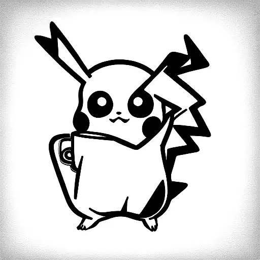 Pikachu holding coffee tattoo design idea