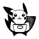 Pikachu holding coffee tattoo design idea