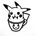 Pikachu holding coffee tattoo design idea