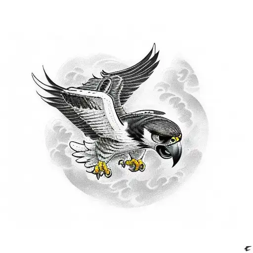 traditional black and white falcon attacking tatto design  tattoo design idea