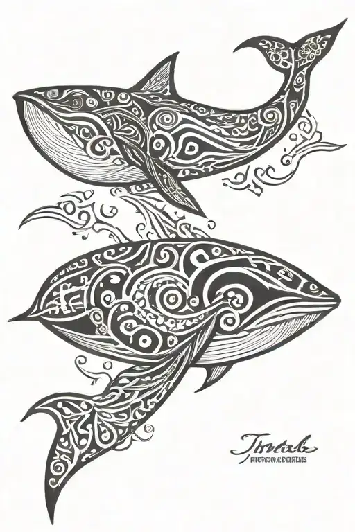 Blue Whale tattoo design idea