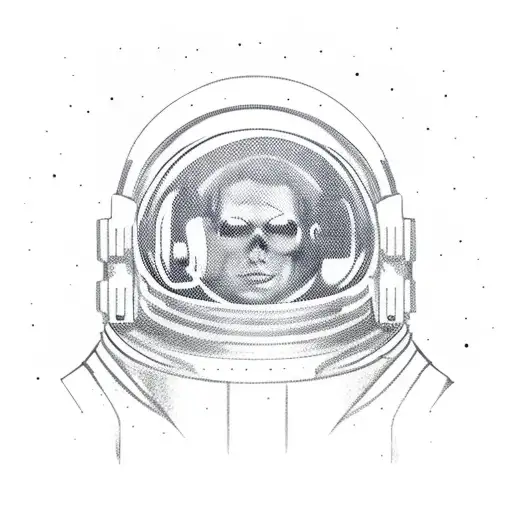 astronaut with dual pistols on a gunbelt  tattoo design idea