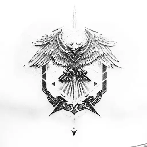 assassin's creed logo with an eagles left wing on the left side of the logo tattoo design idea
