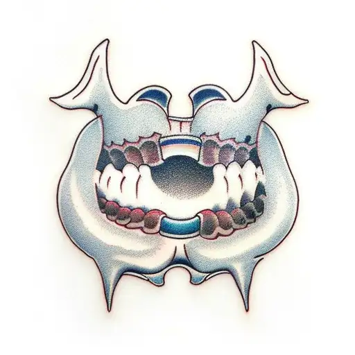 molar tooth with bite tattoo design idea