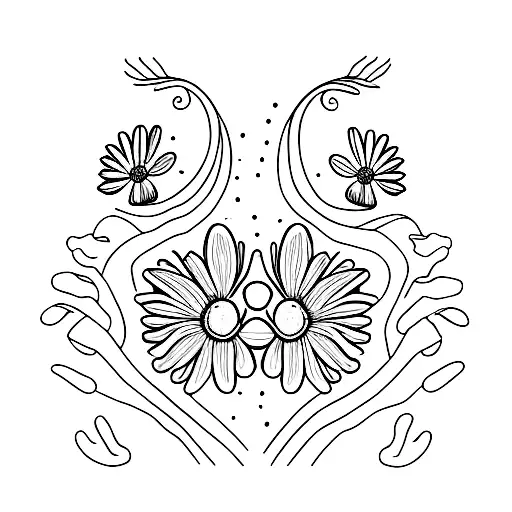 2 paw prints with daisy and lily coming out of it tattoo design idea