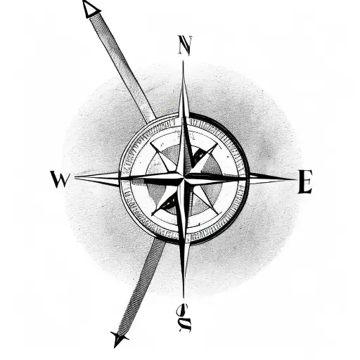 Compass with arrow tattoo design idea