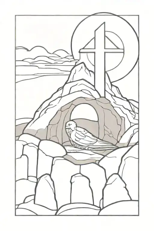 empty tomb of jesus christ tattoo design idea