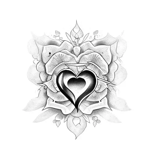corazon roto con rosas tattoo design idea
