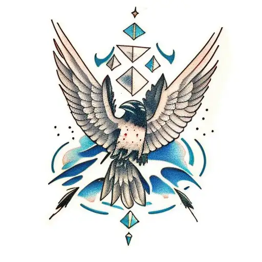 raven feathers falling off tattoo design idea