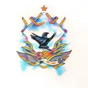 raven feathers falling off tattoo design idea