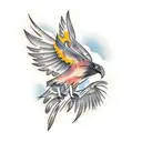 raven feathers falling off tattoo design idea
