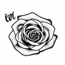 rose with stem name tattoo design idea