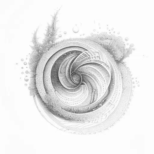 two spirals reflective pool of water tattoo design idea