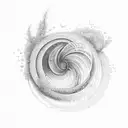 two spirals reflective pool of water tattoo design idea