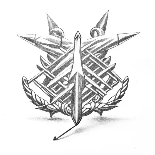 barbados trident held by african deity  tattoo design idea