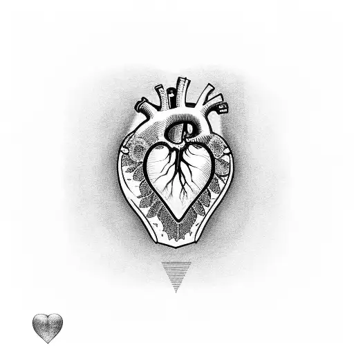 real human heart made just with parallel lines tattoo design idea
