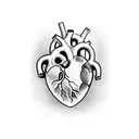 real human heart made just with parallel lines tattoo design idea