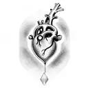 real human heart made just with parallel lines tattoo design idea