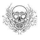 skull, flames, 999 tattoo design idea