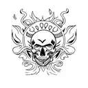 skull, flames, 999 tattoo design idea