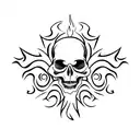 skull, flames, 999 tattoo design idea