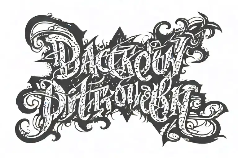 inscription written in one word in a "dirty" style tattoo design idea