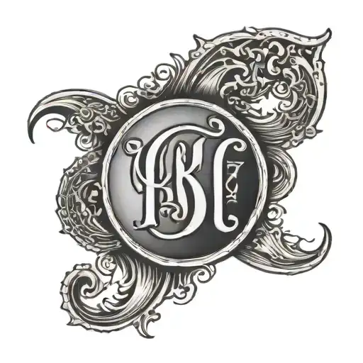 initials of three people stacked on my inside bicep  tattoo design idea