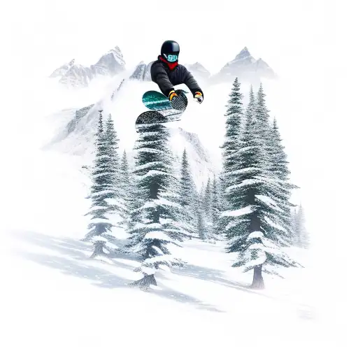 snowboarding and mountains tattoo design idea