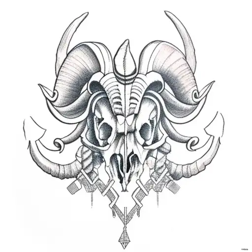 ram skull with libra tattoo design idea