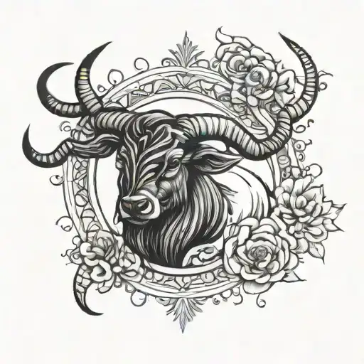 Taurus, Capricorn Sagittarius fusion tattoo design idea
