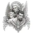 angel and gangster tattoo design idea