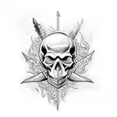 skull with flames and a sword tattoo design idea