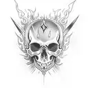 skull with flames and a sword tattoo design idea