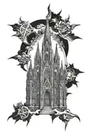 religion cathedral scene tattoo design idea