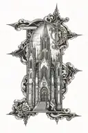 religion cathedral scene tattoo design idea