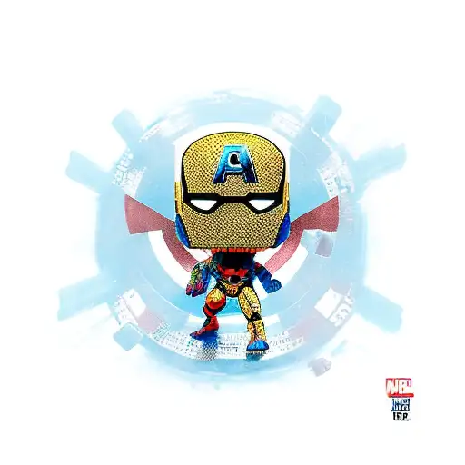 marvel logo with Funko pop  tattoo design idea