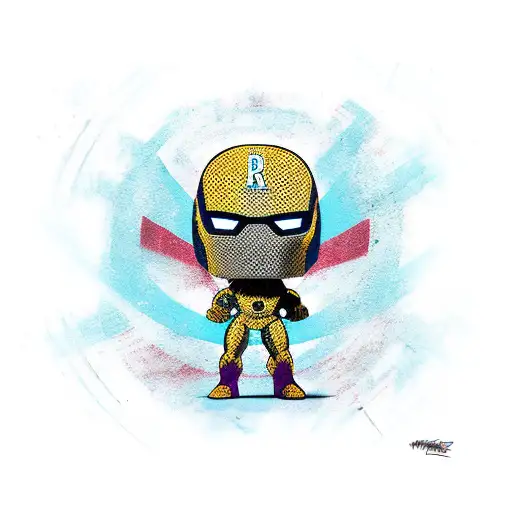 marvel logo with Funko pop  tattoo design idea